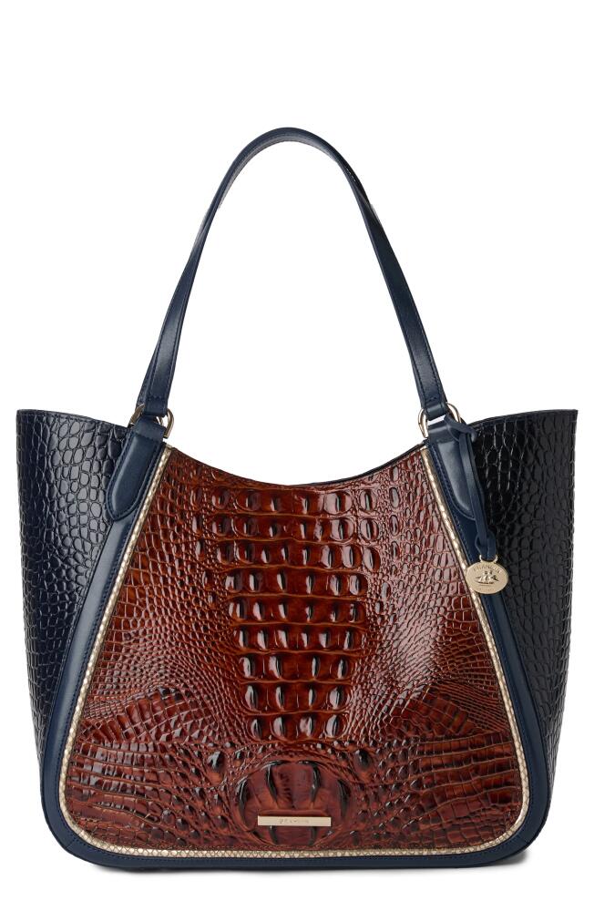 Brahmin Aliza Croc Embossed Leather Tote in Navy Cover