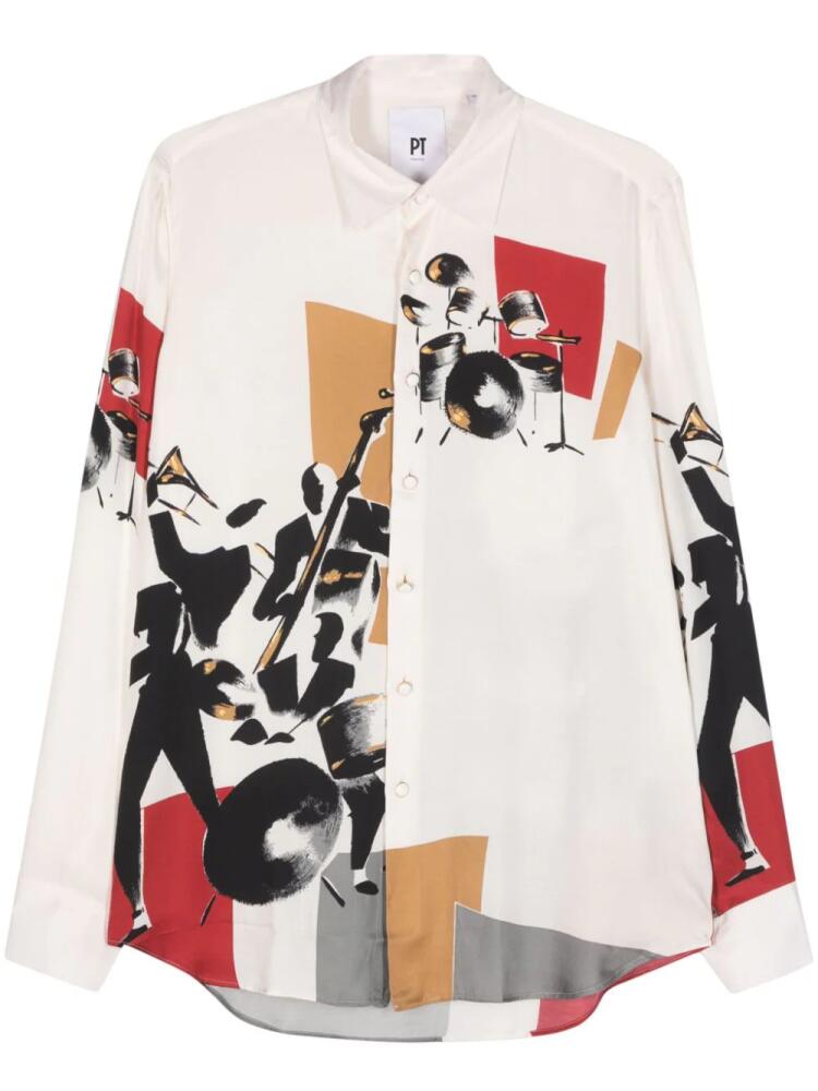 PT Torino graphic-print long-sleeve shirt - Neutrals Cover