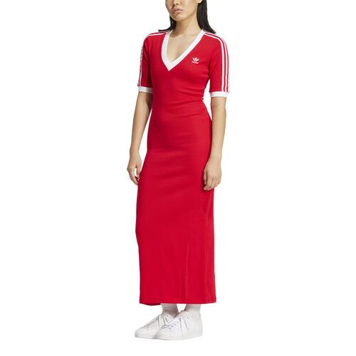 adidas Originals adicolor 3 Stripes Lifestyle Knit V Neck Dress - Womens Better Scarlet Cover