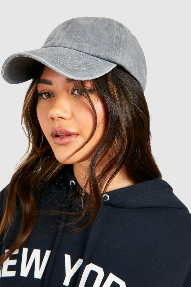 boohoo Womens Grey Washed Baseball Cap Cover