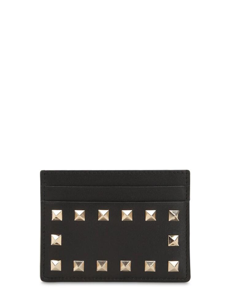 VALENTINO GARAVANI Rockstud Embellished Leather Card Holder Cover