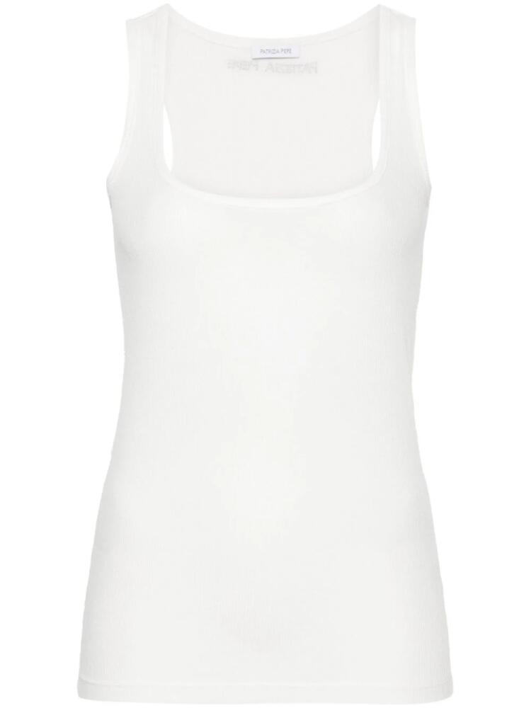 Patrizia Pepe rhinestone-logo tank top - White Cover