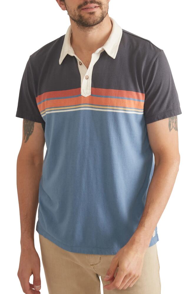 Marine Layer Stripe Colorblock Polo in Mood Indigo Colorblock Cover