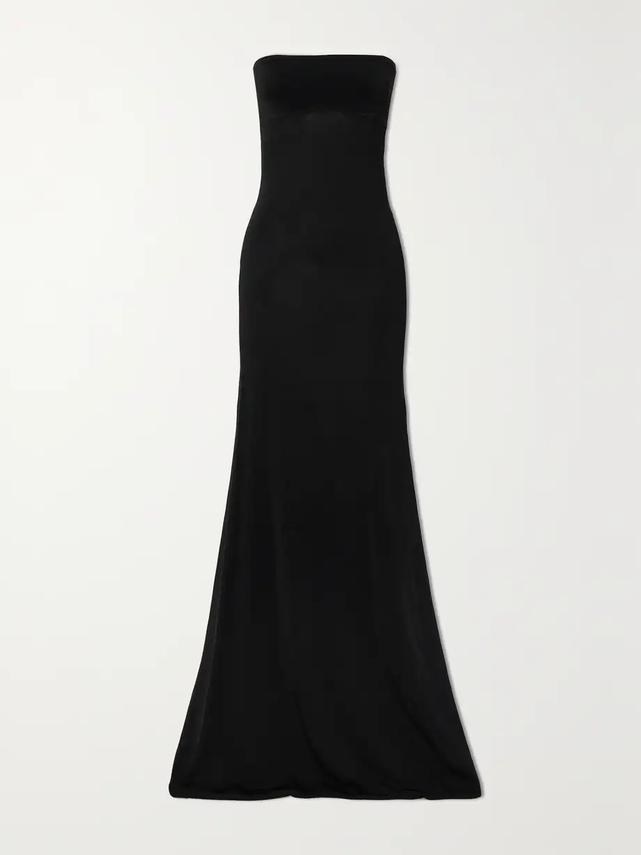 FRAME - Strapless Stretch-knit Maxi Dress - Black Cover