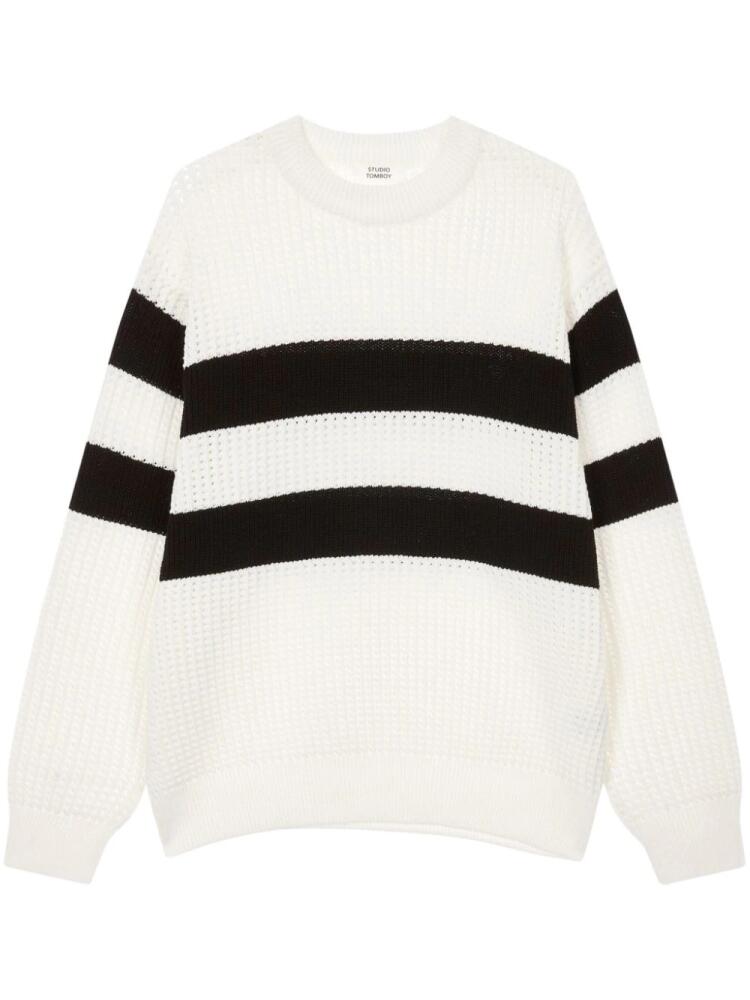 STUDIO TOMBOY stripe-detailing cotton jumper - White Cover