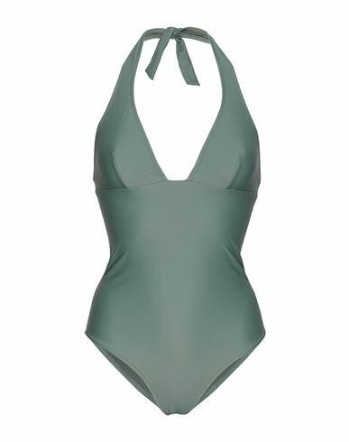 8 By Yoox Woman One-piece swimsuit Military green Recycled polyamide, Elastane Cover