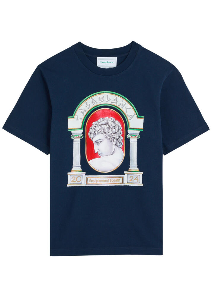 Casablanca La Medaille Printed Cotton T-shirt - Navy Cover