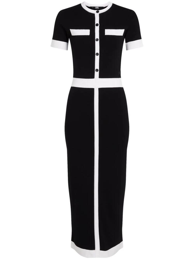 Karl Lagerfeld short-sleeve knitted midi dress - Black Cover