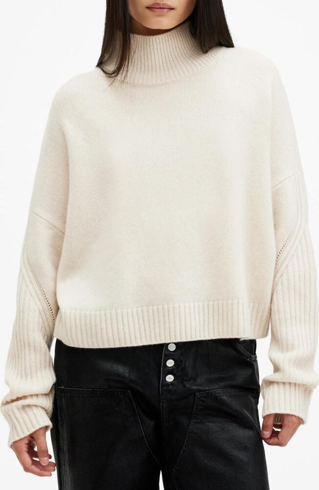 AllSaints Ines Cashmere & Wool Turtleneck Sweater in Ivory White Cover