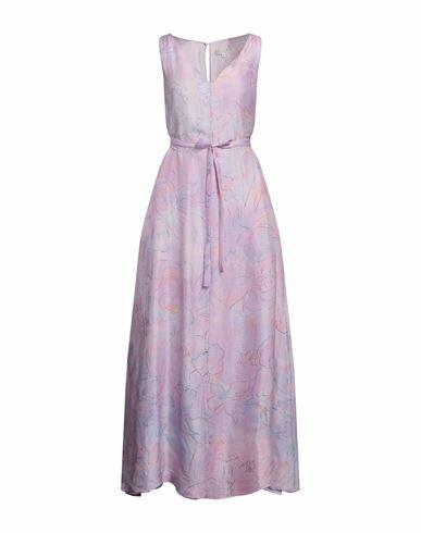 Antonelli Woman Maxi dress Light purple Linen, Silk Cover