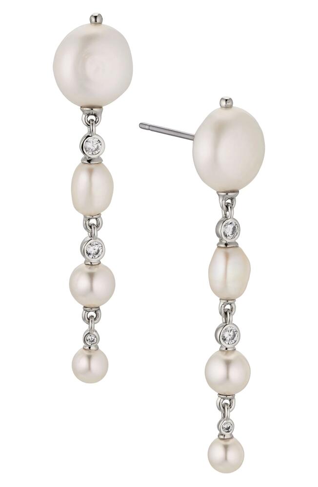 Nadri Siren Cultured Pearl Linear Drop Earrings in Rhodium Cover