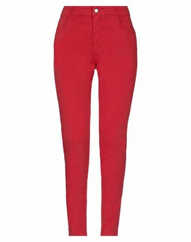 Relish Woman Pants Red Cotton, Elastane Cover