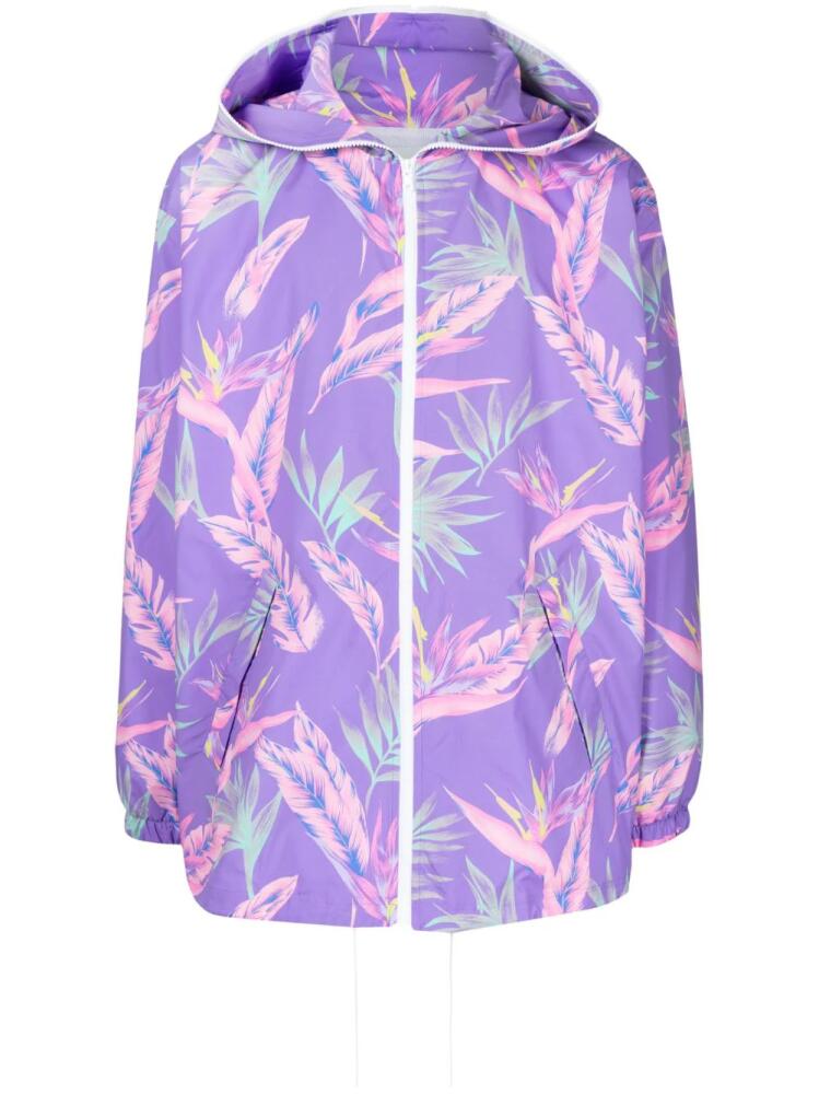 Fumito Ganryu botanical-print zipped jacket - Purple Cover