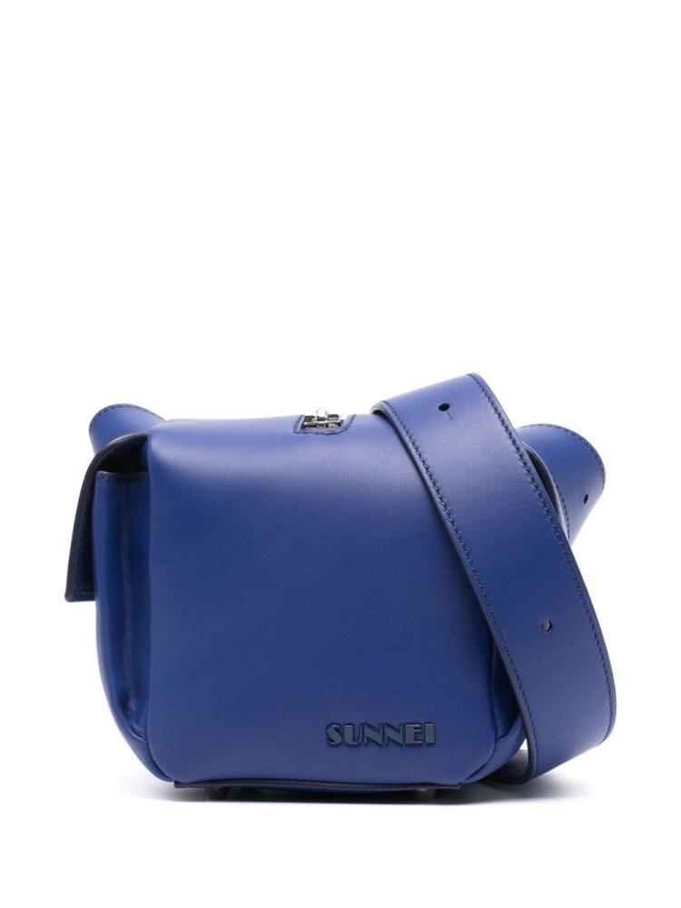 Sunnei Lacubetto leather shoulder bag - Blue Cover