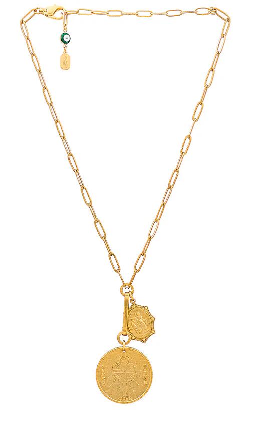 Elizabeth Cole St. Christopher Necklace in Metallic Gold Cover