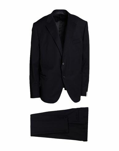 Caruso Man Suit Midnight blue Wool, Elastane Cover