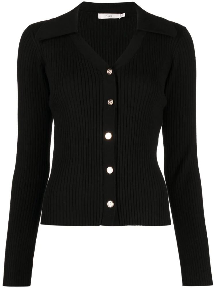 b+ab ribbed-knit pointed-flap collar cardigan - Black Cover