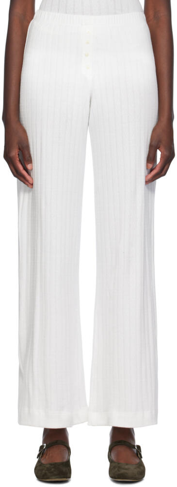 LESET White Pointelle Boxer Lounge Pants Cover