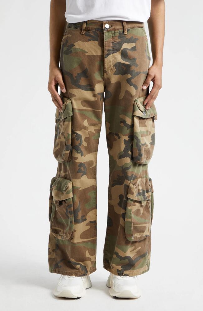 AMIRI Camo Print Cotton Canvas Cargo Pants in Green Camo Cover