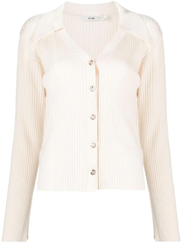 b+ab pointed-flat collar button-down cardigan - Neutrals Cover