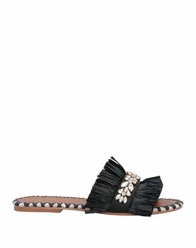 De Siena Woman Sandals Black Natural raffia, Textile fibers Cover