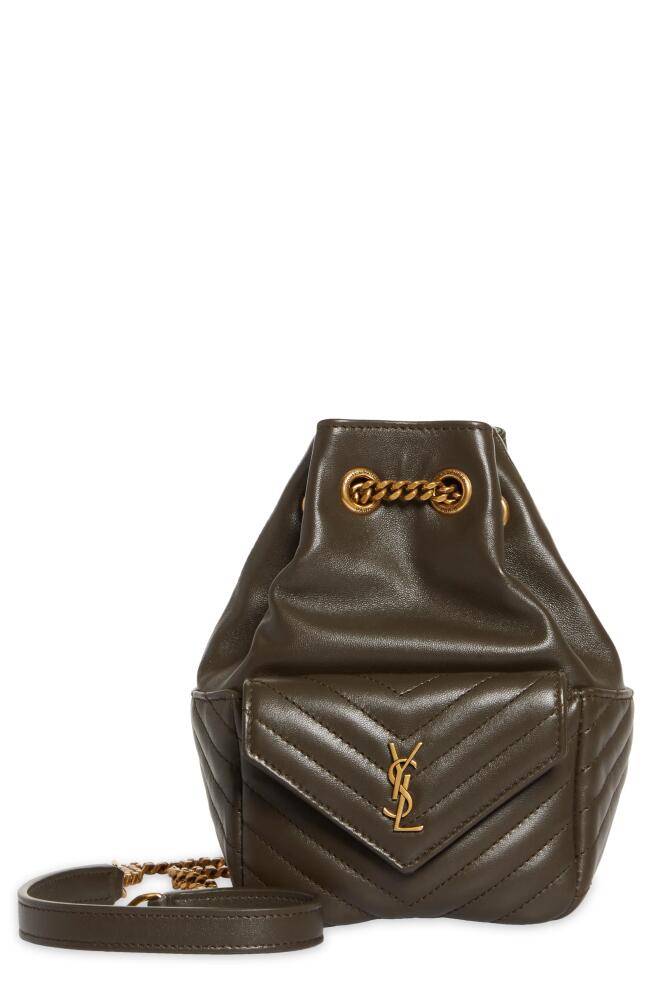 Saint Laurent Mini Joy Matelassé Leather Bucket Bag in Light Musk Cover