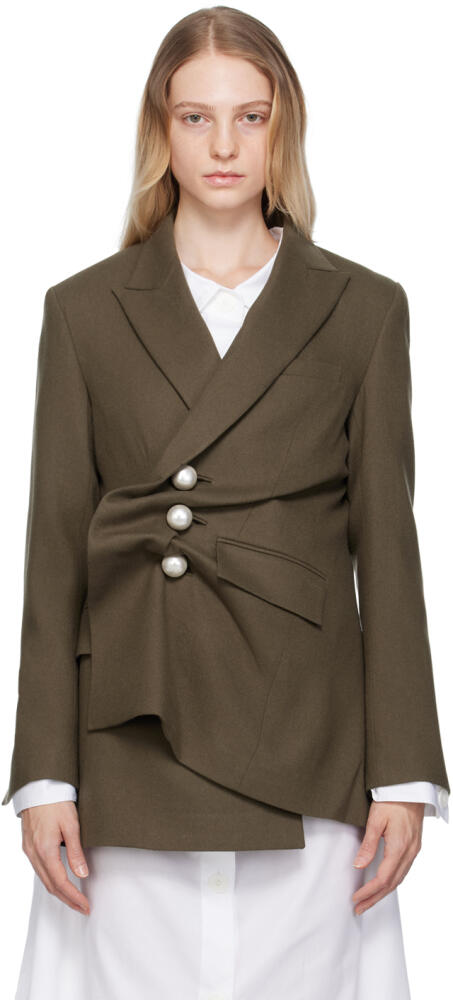 KIMHĒKIM Khaki Draped Blazer Cover