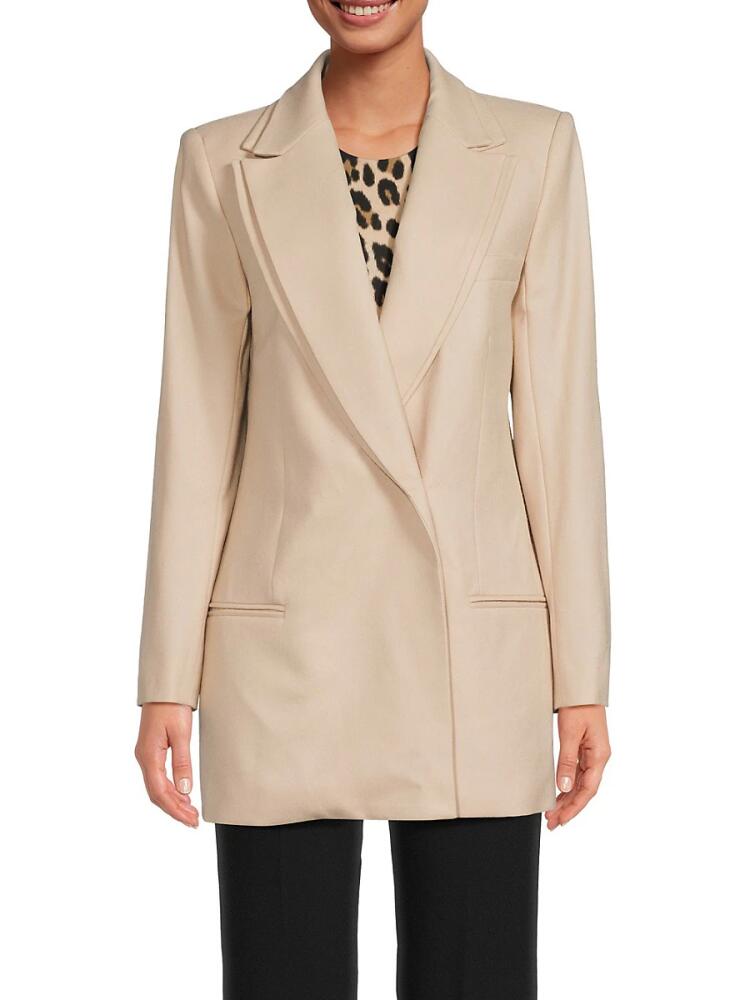 Brandon Maxwell Women's Peak Lapel Virgin Wool Double Breasted Blazer - Khaki Cover