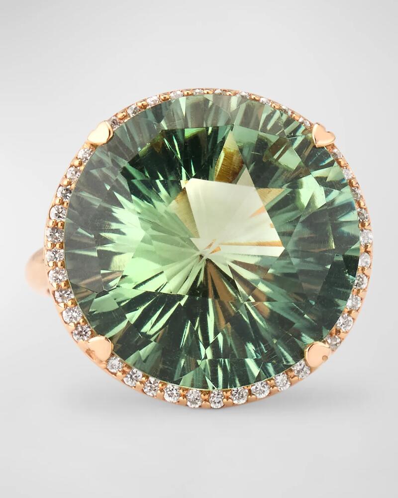 Lisa Nik Rocks 18K Rose Gold Ring with Green Quartz and Diamonds, Size 6 Cover