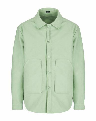 8 By Yoox Cotton Overshirt Jacket Man Shirt Sage green Cotton Cover