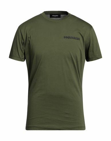 Dsquared2 Man T-shirt Military green Cotton Cover