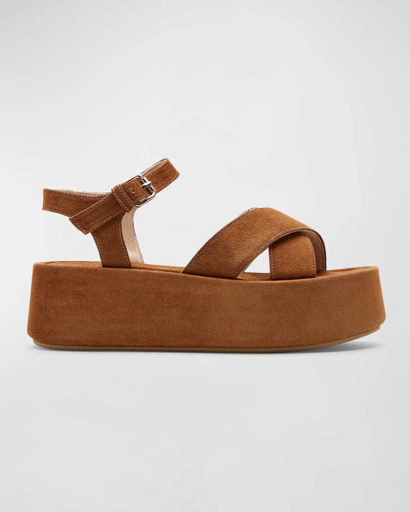 La Canadienne Kinsley Platform Ankle-Strap Suede Sandals Cover