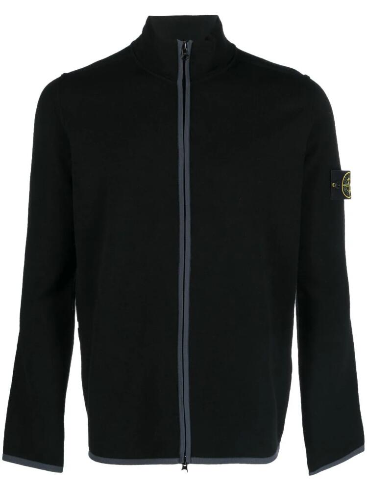 Stone Island Compass-motif zip-up knit cardigan - Black Cover