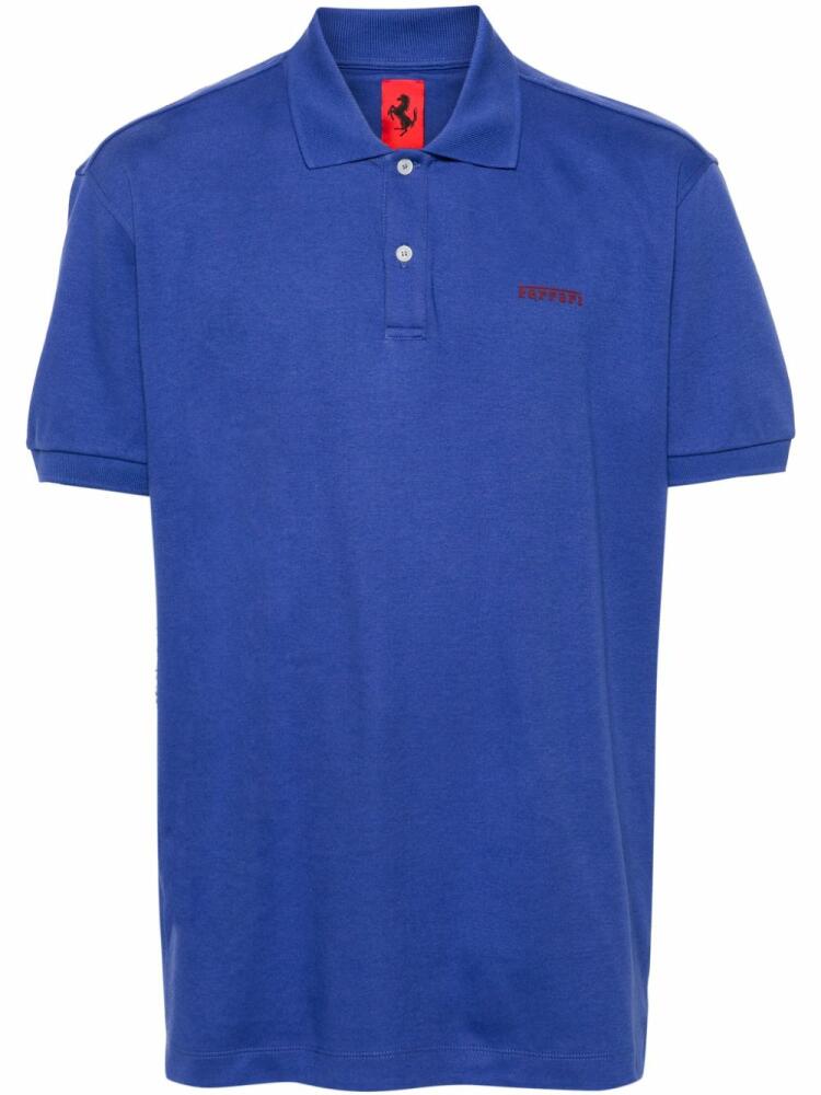 Ferrari logo-lettering jersey polo shirt - Blue Cover