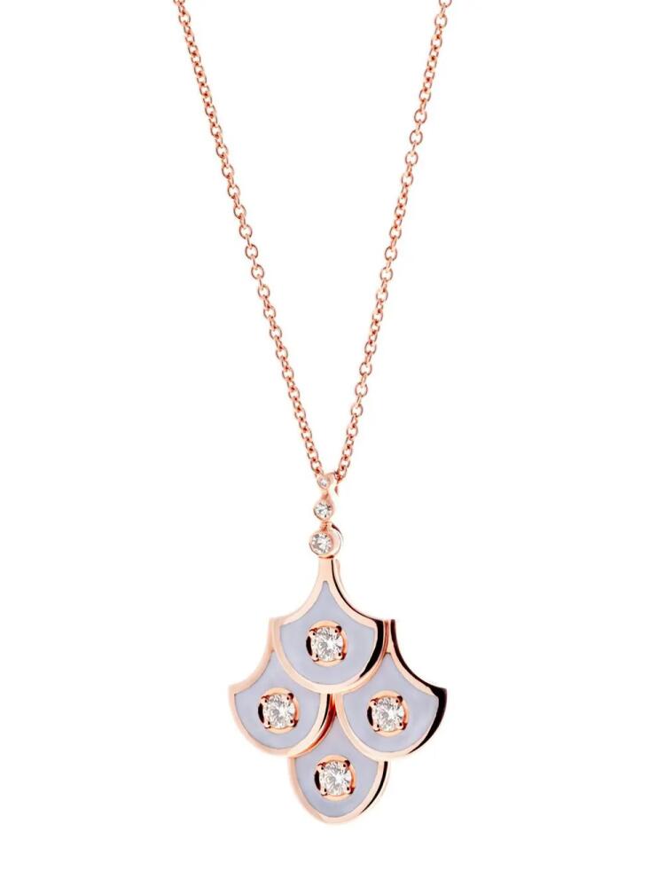 Selim Mouzannar 18kt rose gold fish scale diamond and lilac enamel pendant necklace - Pink Cover