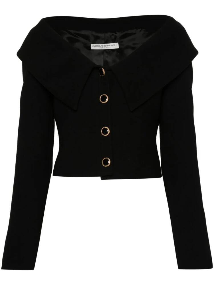 Alessandra Rich off-the-shoulder wool jacket - Black Cover