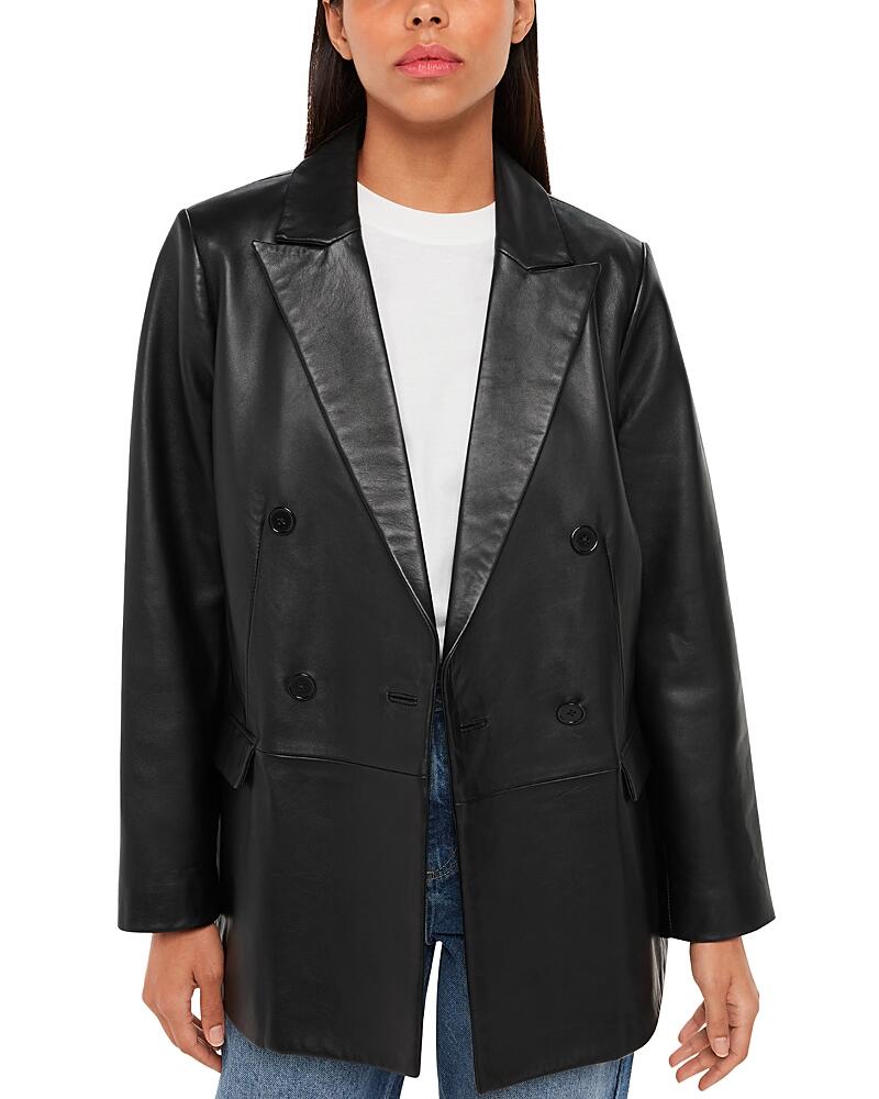 Whistles Aliza Waisted Leather Blazer Cover