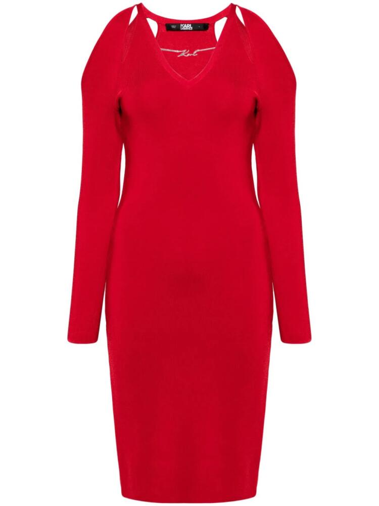 Karl Lagerfeld logo-charm cut-out midi dress - Red Cover