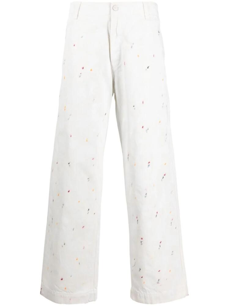 Emporio Armani paint splatter-detail cotton jeans - White Cover