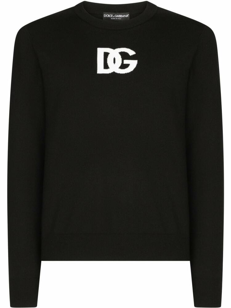 Dolce & Gabbana DG intarsia-knit wool jumper - Black Cover