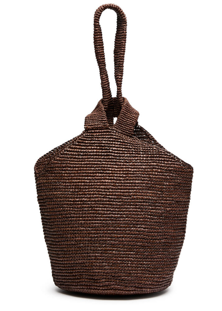 Sensi Studio Pullthrough Woven Straw Basket bag - Brown Cover