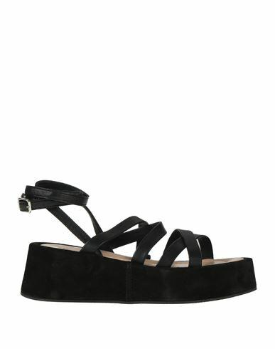 Janet & Janet Woman Sandals Black Leather Cover