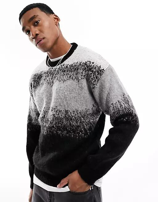 Jack & Jones oversize soft faded sweater in monochrome-Gray Cover