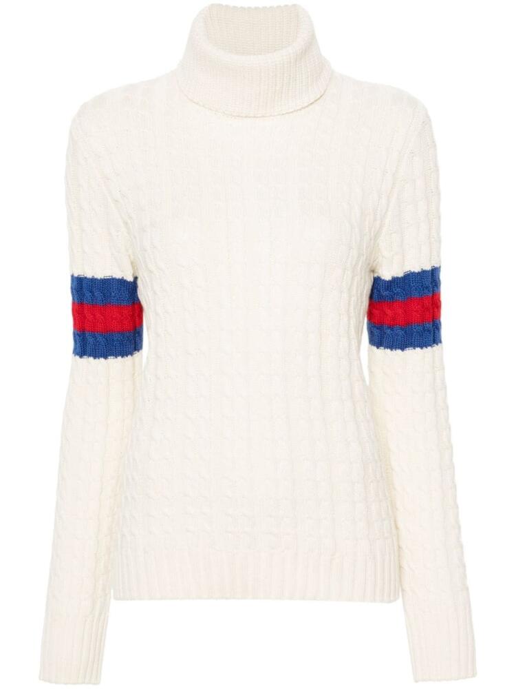 Gucci Web-striped cable-knit jumper - Neutrals Cover