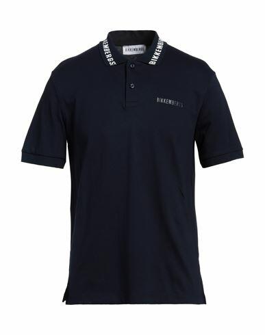 Bikkembergs Man Polo shirt Midnight blue Cotton, Elastane Cover