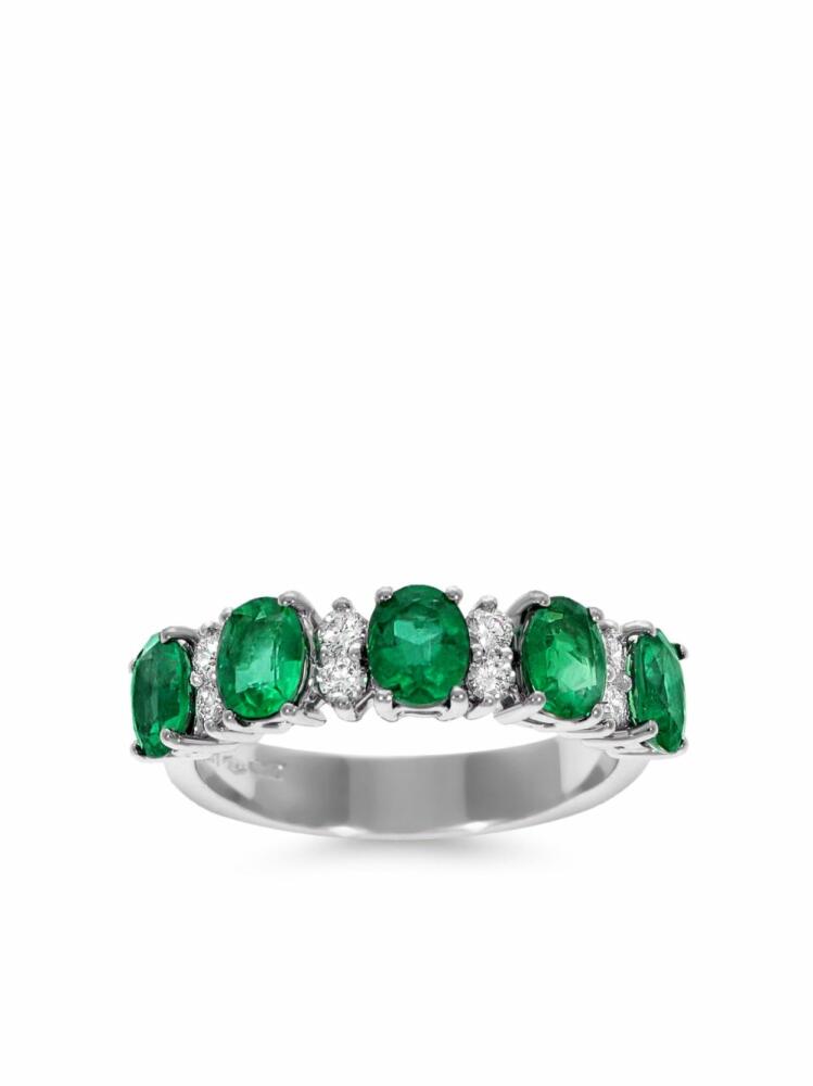 LEO PIZZO 18kt white gold diamond emerald Eternity band ring - Silver Cover