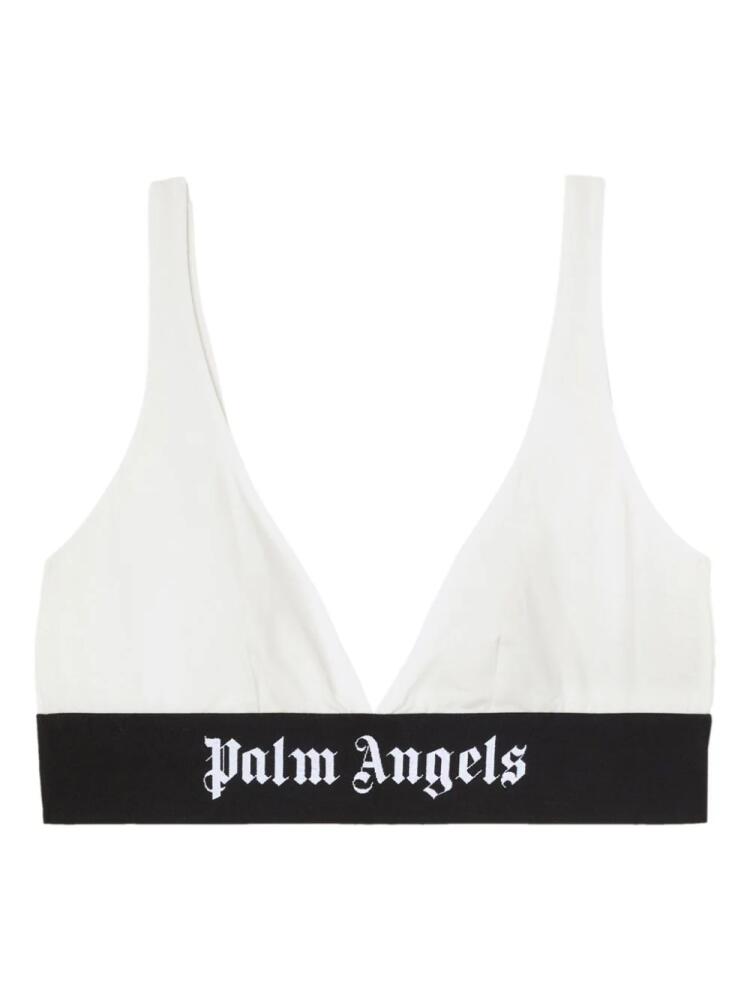 Palm Angels logo-underband triangle-cup bra - White Cover