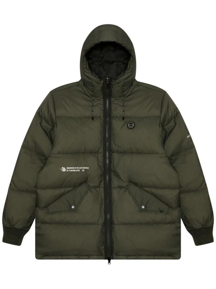 AAPE BY *A BATHING APE® logo-print quilted down jacket - Green Cover