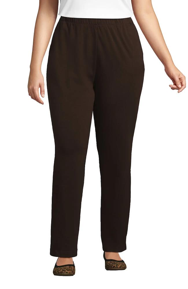 Lands' End Plus Size Sport Knit High Rise Pants in Rich Coffee Cover