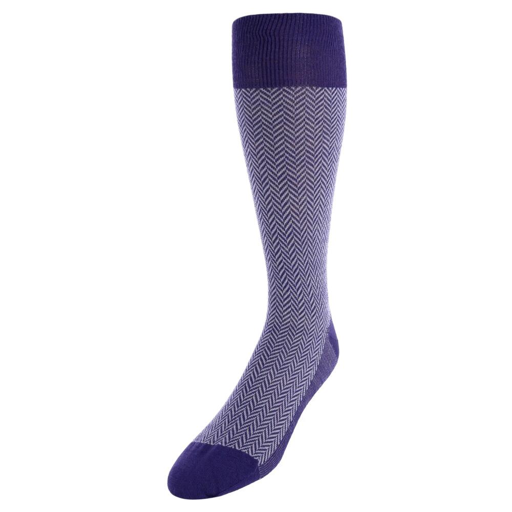 Trafalgar Hunter Merino Wool Herringbone Mid-Calf Socks in Purple With Ash Cover